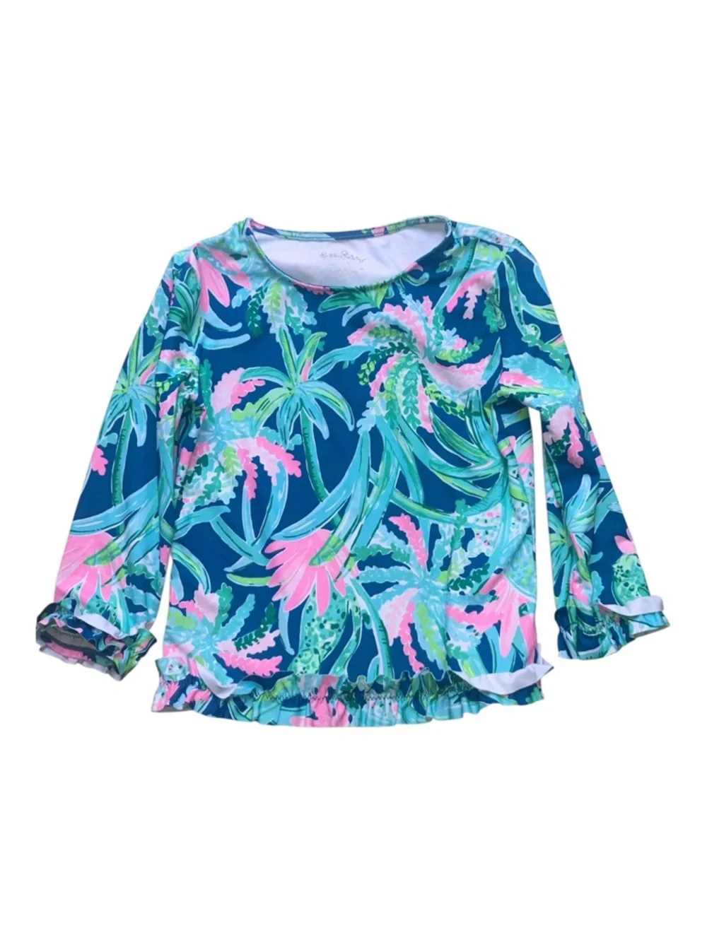 Lilly Pulitzer Navy with Pink & Aqua Floral Swim Top